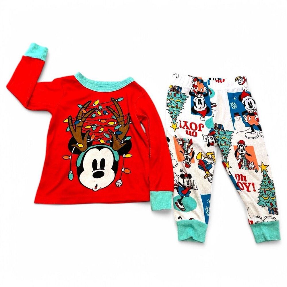 Mickey Mouse Christmas Pajamas Matching Set Oh Joy Retro Disney Friends 2T
